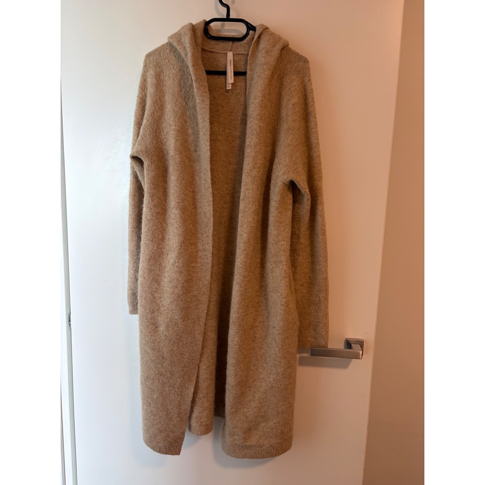Aritzia‎ Babaton Maxi Hooded Cardigan Wool Alpaca Blend Long Sweater Tan Women S
